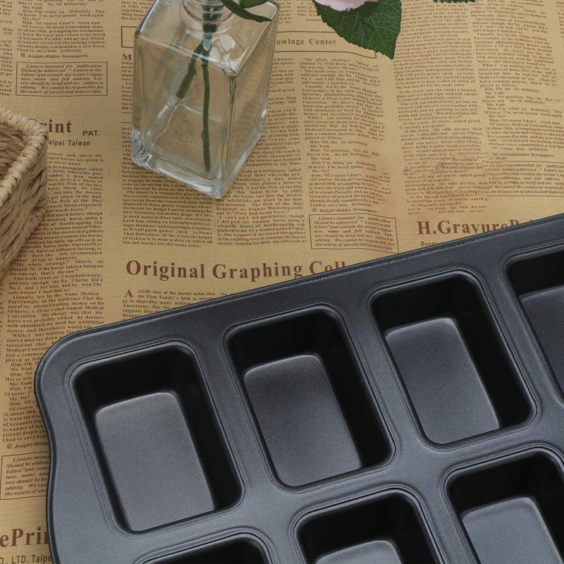 Beasea Mini Loaf Pan 8 Cavity, Nonstick Bakeware Square Bread Pan, Carbon Steel Mini Loaf Bread Pan Cake Pans for Baking Oven - Image 4